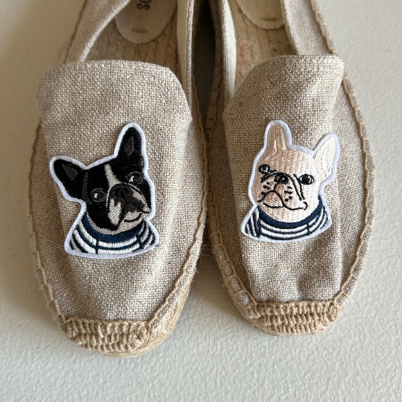 Soludos Teddy & Gigi Espadrilles French Bulldog Frenchie Slip Ons Women’s Size 8 - Picture 5 of 6